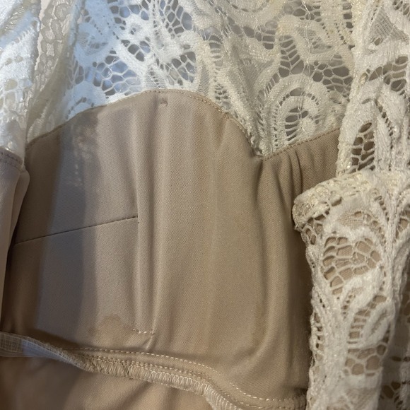 Sequin Hearts Cream Lace Sequin Homecoming Wedding Mini Dress Size 5 Stretchy - Picture 9 of 12